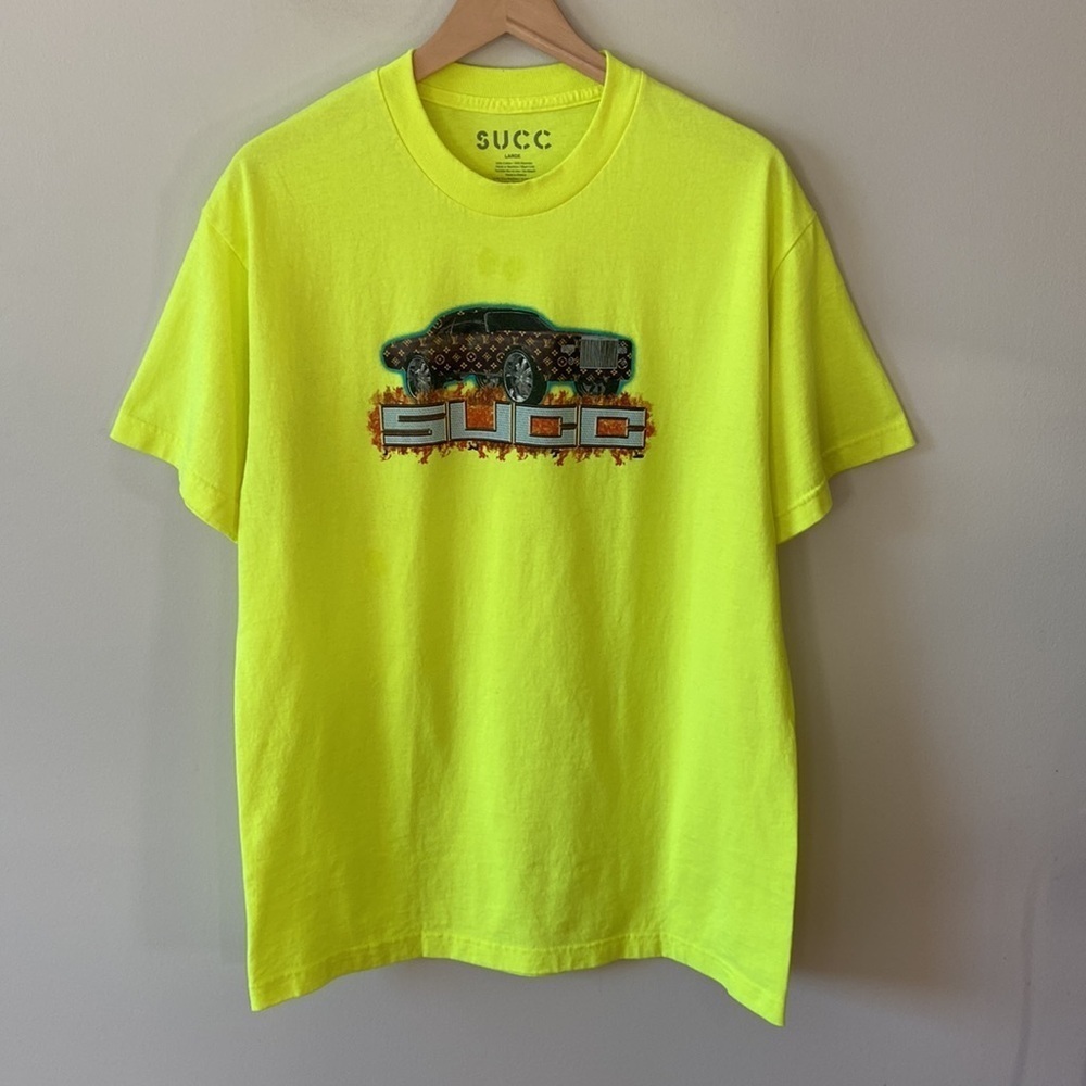 Succ LV Car T-Shirt Fluorescent Yellow Size Large